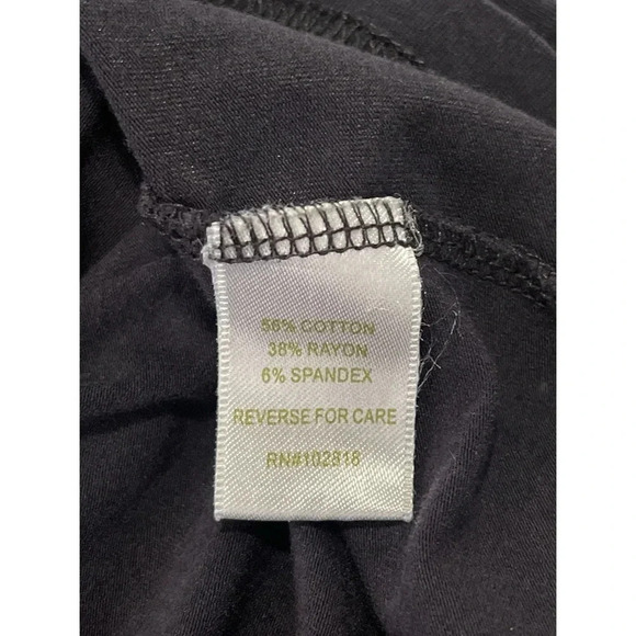 Garnet Hill Tiered Ruffle Knit Dress Size Medium Black Midi Rayon Cotton Stretch - Picture 10 of 11